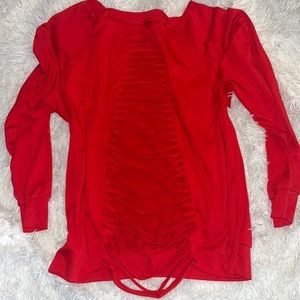 new red cutout shirt long sleeve top sz med